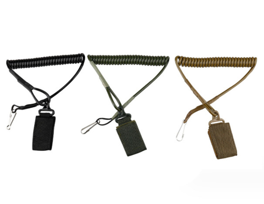 Multi-Function Tactical Spring Gun Sling , Outdoor Training Safety Rope , Keychain Anti-Lost Cord For Military Enthusiasts