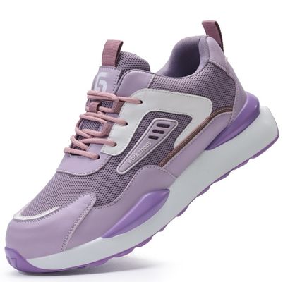 Women's Safety Work Shoes Breathable Steel Toe Anti-Smash Puncture-Resistant Lightweight Comfortable Summer Cross-Border Work Footwear
