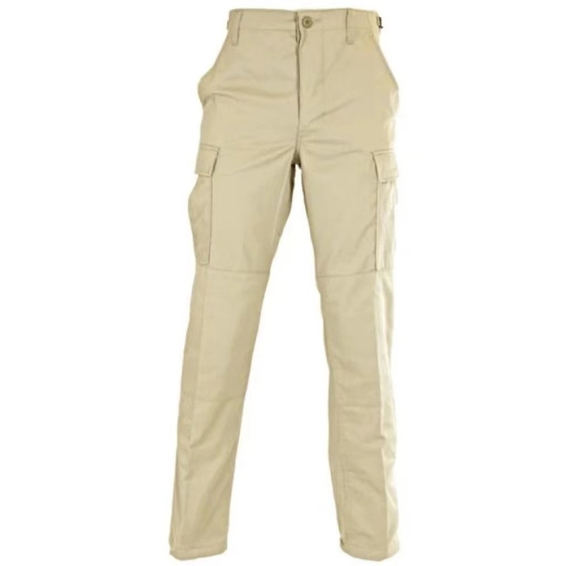 Khaki Fabric ACU Tactical Pants Polyester Cotton Rip Stop Fade Resistant