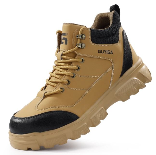 Waterproof Safety Work Shoes for Men Lightweight Puncture-Proof Steel Toe Breathable Anti-Smash Industrial Shoes for Summer Construction